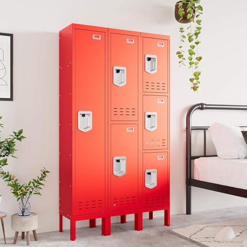 Image of BUTISOW Metal Lockers - 66 inch Height Steel Lockers for Employees with 2 Door Storage Locker with Card Slot for Employees Gym School Home Office Garage - Assembly Required
