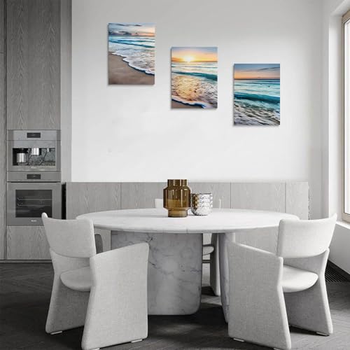 Sunset Beach Canvas Wall Art for Living Room Modern Artwork Nature Blue Sea Landscape Bathroom Pictures Bedroom Wall Family Prints Paintings Wall Decorations Hallway Kitchen Office - Image 4