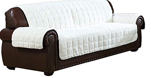 Quick Fit Jeremy Sherpa Reversible Water Resistant Microfiber Sofa Cover in Black - Image 2
