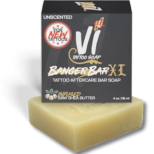 Banger Bar XL Shea Butter Tattoo Aftercare Soap Gentle Formula For New Tattoo Care & Healing | Vegan Unscented All Natural Tattoo Soap Made For All Skin Types 4oz
