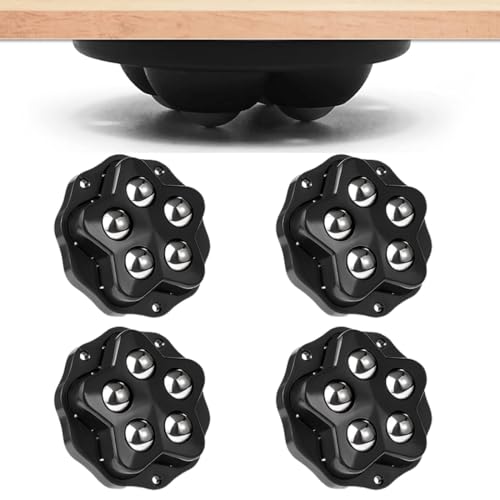JUGUTA 4 Pièces Roulettes Pivotantes Auto-Adhésives, Capacité 300Kg, Avec Adhésif Et Vis, Petite Roulettes Pour Meubles, Roue Mobile Universelle 360, Roulette De Meuble Pour Charges Lourdes