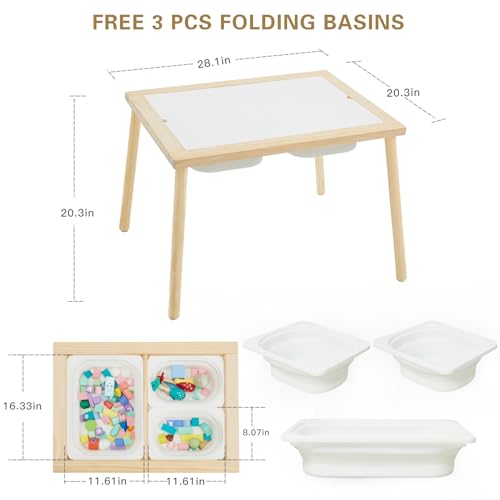image for Frogprin Sensory Table for Toddlers 1-3, Kids Table with 3 Storage Bin
