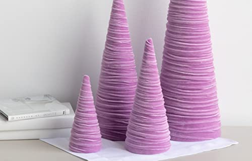 Image of Your Heart's Content Set of 4 Velvet Trees, Lavender Mantel Accent, Valentine's, Holiday Tree Tabletop, Coquette Home Decor, Teen Girls Room, Wedding Centerpiece (Lavender)