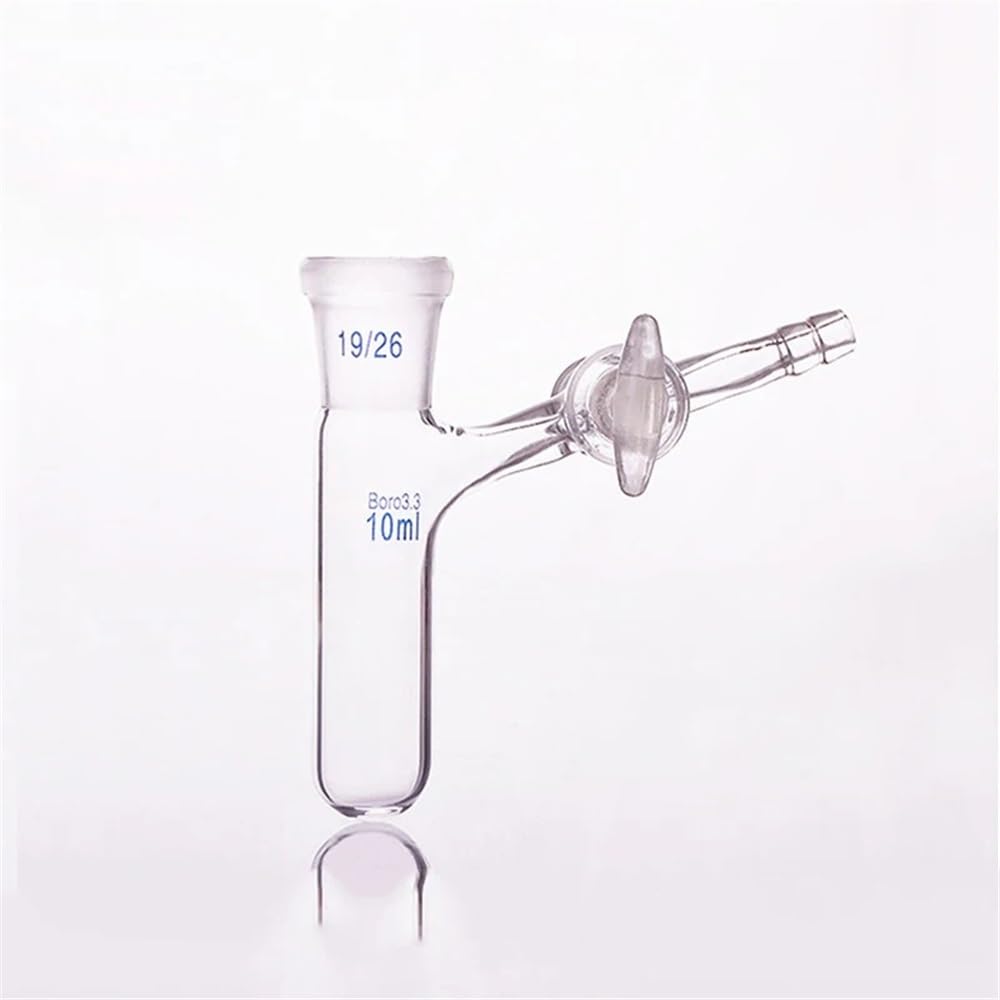 Vetreria da laboratorio Provetta di reazione in vetro borosilicato ad alto tenore di carbonio con valvola in PTFE e bocca smerigliata standard, capacità 25 ml e giunto 14/23