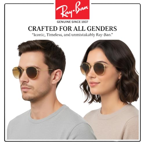 Image of Ray-Ban RB3447 ROUND METAL Round Shaped Sunglasses for Men with Official RAYBAN Eyewear Kit