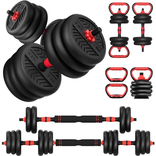 Adjustable Weights Dumbbells Set, Free Weights Workout Equipment Used as Barbell/Kettlebells/Push up Stand, Fitness Workout Equipment for Home Gym for Youth,Women/Men, 30lb (15lb*2)