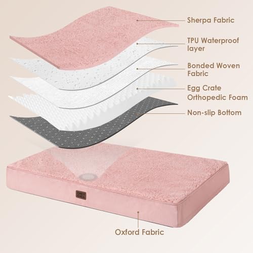 Image of EHEYCIGA Orthopedic Dog Bed Large with Removable Washable Cover, 36IN Pink