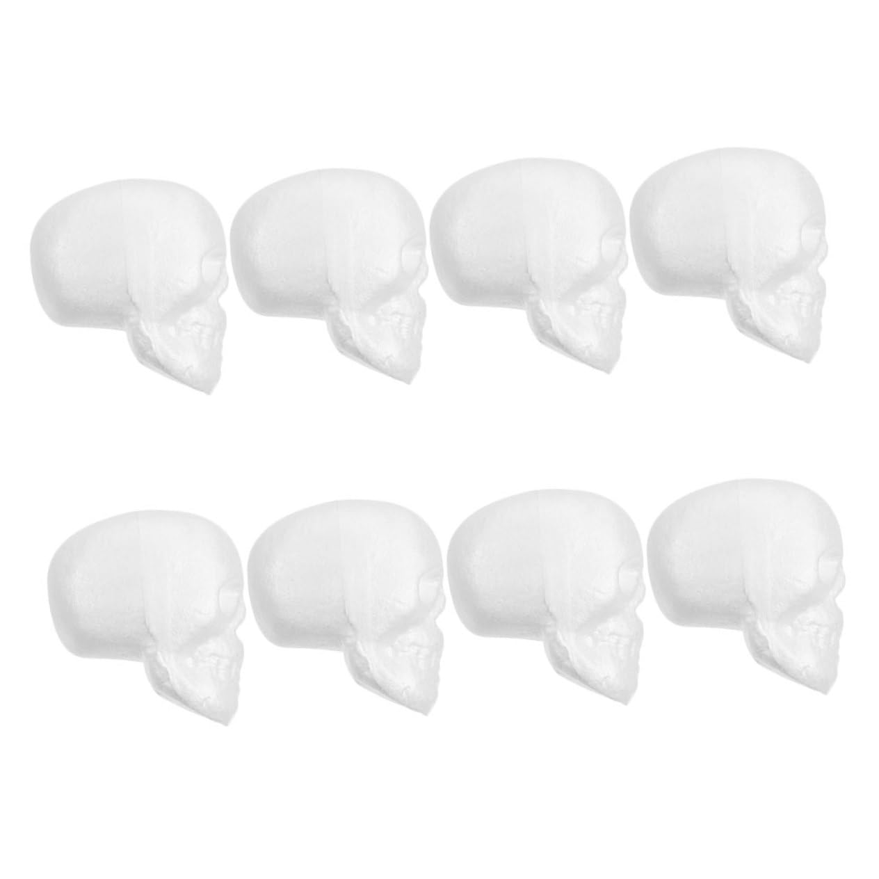 VILLCASE 8pcs Halloween Foam Skull Decorations Lightweight Durable Paintable Ornaments for Indoor Outdoor Festive Decor for Creative Crafts and Party Enhancements