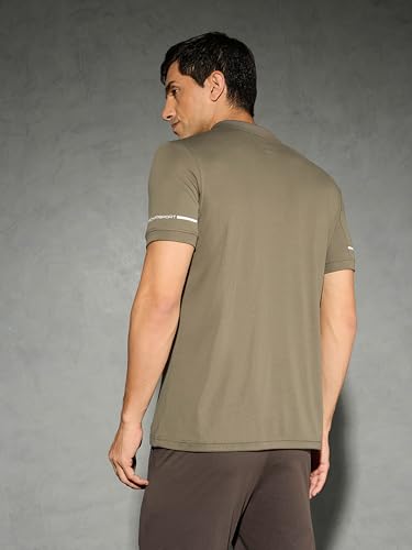 Image of TECHNOSPORT Men's Solid Slim Fit Polo Collar T-Shirt TECHNOCOOL+ Half Sleeve Button Polyester for Gym Running Workout UPF50+ Anti Odour