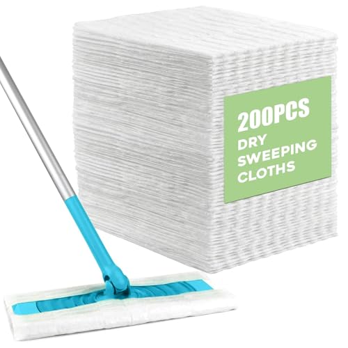 Chovbe 200 Pcs Dry Sweeping Cloths Pads, Compatible with Flash Speed Mop Refill Wipes Disposable Duster Refills Floor Wipes Duster Refills for Floor Wood Tile Mopping and Cleaning