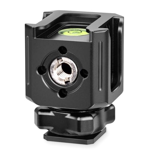Image of Zeadio Universal Camera Mount with 3 Cold Shoe Mounts, Hot Shoe Base & 1/4"-20 Thread | Built-in Level | Multi-Device Monitor/Light Mount Holder