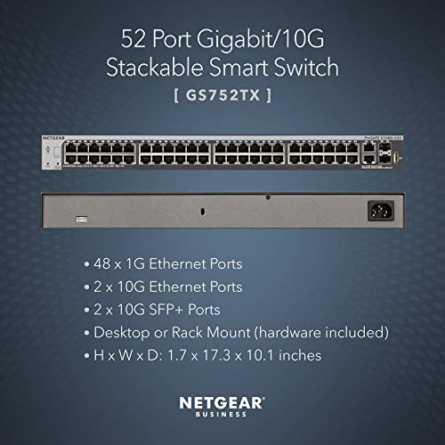 Image of Netgear ProSafe GS752TX 52-Port Gigabit Stackable Smart Switch [S3300-52X] (Renewed)