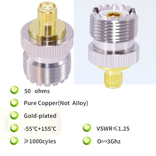 Adaptador CNARIO PL259 Hembra a SMA Hembra, 2 piezas miniatura 4