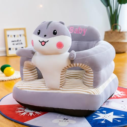 Image of HEVOY Baby Seat for 3-24 Month, Infant Back Support Floor Chair, Plush Cartoon Animals Baby Sofa, Toddler Floor Seater for Sitting Up, Portable Activity Seat for Babies (Hamster)
