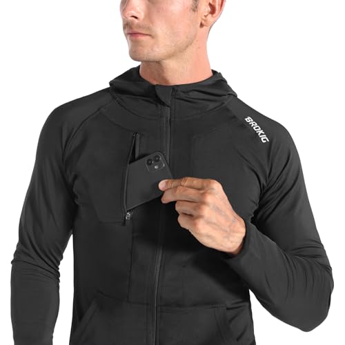 Image of BROKIG Mens Windbreak Running Jacket Zip Up Hoodie