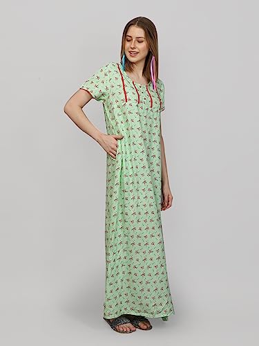 Image of Evolove Women's Viscose Liva Long Maxi Night Gown Nighty Dress with Pocket, Super Soft Comfortable (LNG-Rayon)