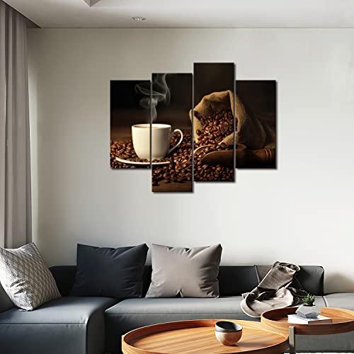 First Wall Art - Brown A Cup Of Coffee And Coffee Bean. Wall Art Painting The Picture Print On Canvas Food Pictures For Home Decor Decoration Gift #TOP4