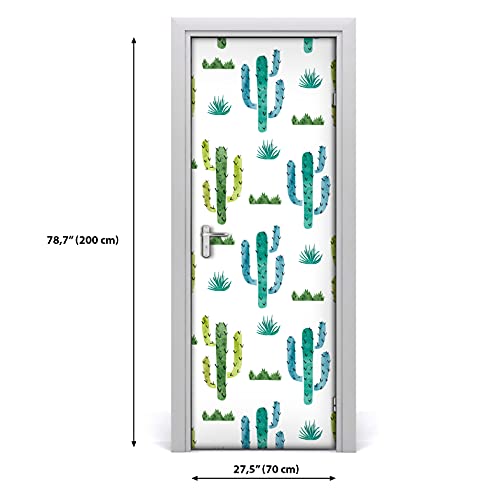 Adhesivo de puerta impermeable lavable vinilo autoadhesivo cactus 3