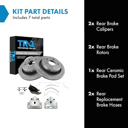 Image of TRQ Rear Brake Pad & Rotor Kit Ceramic Compatible with 2009-2010 Dodge Ram 1500