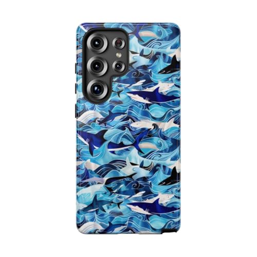 Coque Samsung S25 Ultra rigide brillante requins - Protection océan bleu