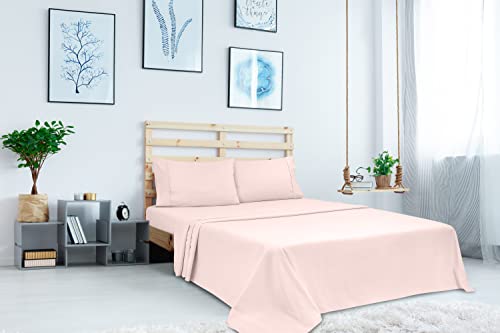 Image of Royale Linens 2 Pack Bulk Flat Sheet Set - Top Sheets - Soft 1800 Microfiber - Stain Resistant - for Hotel, Massage Table, Hospital, Dorm - California King Flat Sheet Sold Separately (King Cal, Pink)
