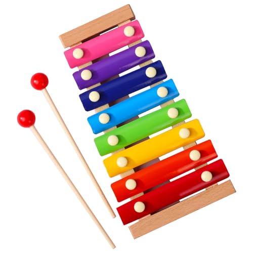 Xilofone Infantil Com 8 Notas em Madeira Colorido Brinquedo Montessoriano Didático Criativo Musical