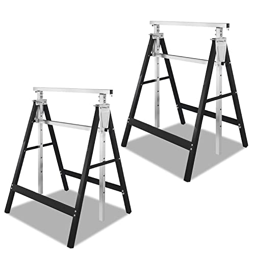Vigevee 2 cavalletti pieghevoli per ponteggi, regolabile in 7 posizioni, 80-130 cm, portata 200 kg, cavalletti pieghevoli, cavalletti da lavoro telescopici, colore nero e argento