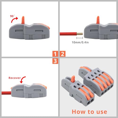 72 pcs lever nut wireconnectors 1 in 12345 out compact lever splicing wire connectors kit 28-12 awg splicing connector splitter