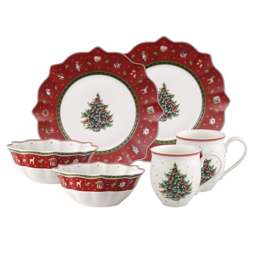 Villeroy & Boch Toy's Delight Breakfast for Two Servicio de desayuno para 2 personas, Porcelana Premium, Rojo, Juego de...