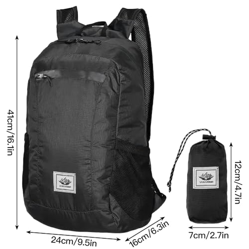 10 L Ultralight Packable Backpack, Black Travel Foldable Backpack Lightweight Collapsible Day Packs for Camping Hiking Outdoor Cycling Hiking Sports Gym3