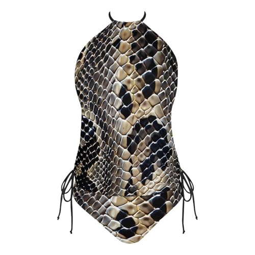 Snake Skin Texture Women Tankini Swimsuits Two-Piece Bathing Suit Tie-Back Straps Swimwear4