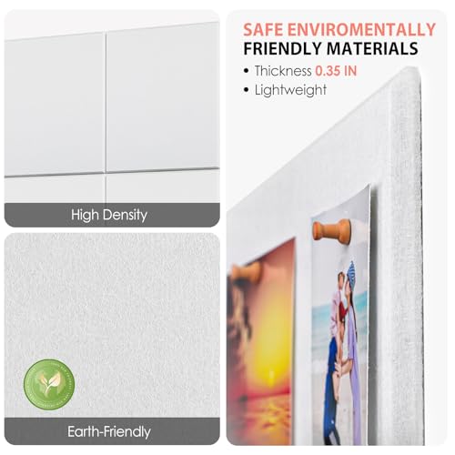 Image of MaxGear Felt Bulletin Board 48 inch x 36 inch, White Felt Wall Tiles Wall Decor