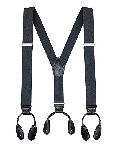 Buyless Fashion Bretelles Boutons Homme Élastiques Réglables 122cmx3.2cm Forme Y - 5113-Gray Cover