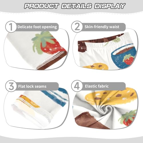 Cookie Brownie Coffee Strawberry Girls Leggings,Workout Leggings for Girls Toddler Athletic Leggings Size for 3-10T3