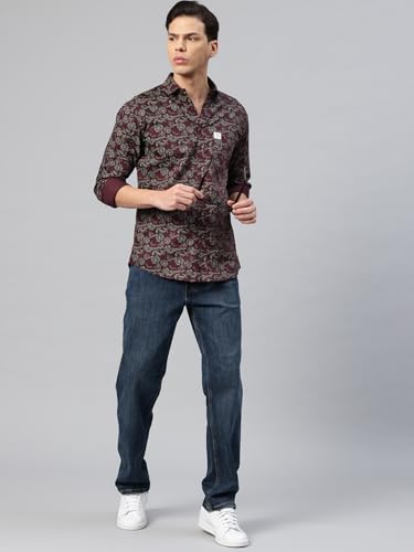 Image of Majestic Man Men's Stylish Floral Print Slim Fit Casual Shirt - Pure Cotton| Full Sleeve | Trendy & Comfortable