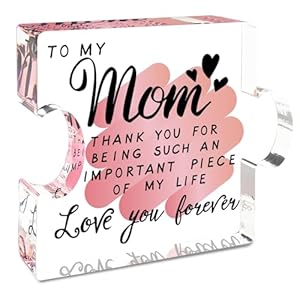 Gifts for Mom Mothers Day Gifts from Daughter Son Best Mom Ever Gift Mom Birthday Present Puzzle Shaped Acrylic Plaque Desk Decorations PresentMom pink