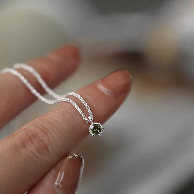 Choker gypsophila en argent 925 avec pendentif diamant vert pour femme