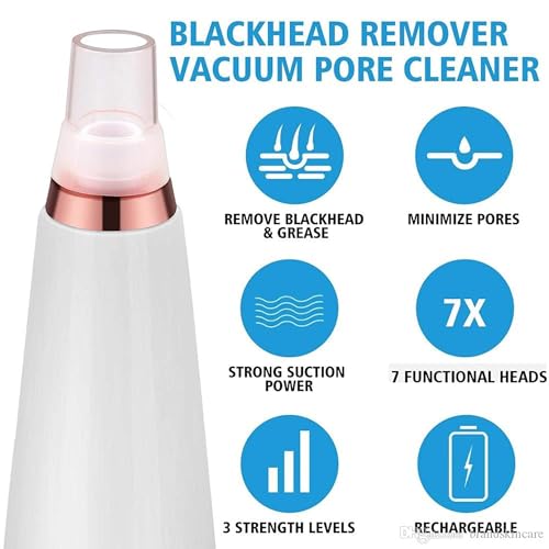 Image of 6 in 1 Multi-function Blackhead Remover Tools | Electric Derma suction Machine | USB Rechargeable Acne Pimple Pore Cleaner Vacuum tool | Facial Cleanser Device for Nose & Skin Care