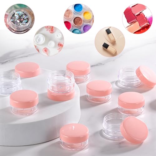100 Count Sample Containers with Lids, 10 Gram Small Plastic Makeup Jars Lip Scrub Cosmetic Container - Pink by BTYMS - Image 6