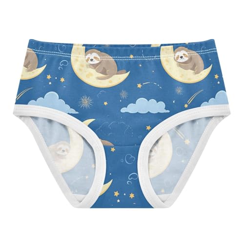 Wusikd Sloth Sleeping Girls' Underwear Cotton Moon Blue Girls Briefs Soft Toddler Underwear 2T
