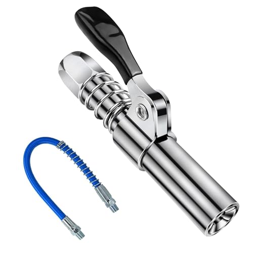 Ceisazira Embout Pompe a Graisse Manuelle, Coupleur Pistolet à Graisse pour Tous Types, Embout Graissage Original G Coupler, Pompe à Graisse Pistolet, Embout pour Graisseur avec Tuyau de 30cm