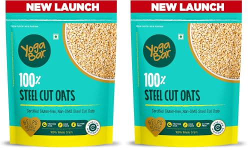 Image of Yogabar Steel Cut Oats 750g | 100% Whole Grain, Gluten-Free, High Fiber, Non-GMO, Protein-Rich, No Sugar Added (Pack of 2)