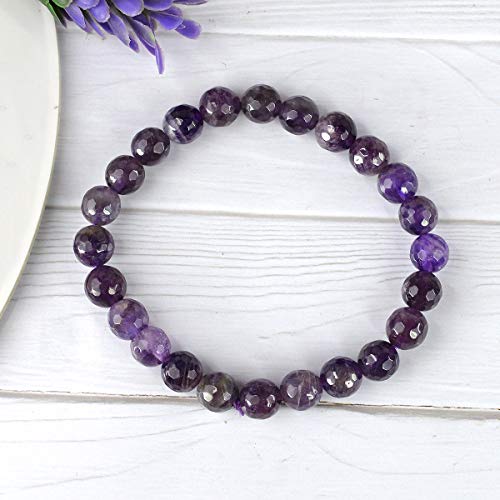 Image of Reiki Crystal Products Certified Natural Crystal Stone 8 mm Faceted /Diamond Cut Beads Bracelet for Men & Women | Reiki Charged Gemstone Bracelet | Multiple Crystal Variants Available