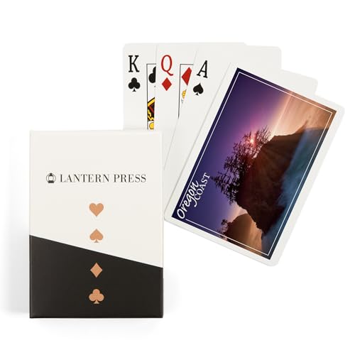 Lantern Press Oregon Coast Ocean Island Sunset Baraja de 52 cartas
