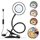 One Fire 10X Lupe mit Licht, 11W 48 LED Leselampe Buch Klemme, 3 Modi & 10 Helligkeitsstufen USB Nachttischlampe Dimmbar, 40cm 360° Schwanenhals Led Tischlampe Dimmbar Klemmlampe Lupenbrille Mit Licht