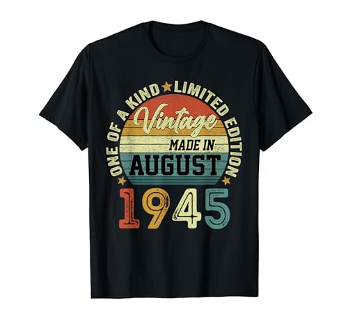 Regalo 79 Años Cumpleaños Hombre Vintage Agosto 1945 Camiseta