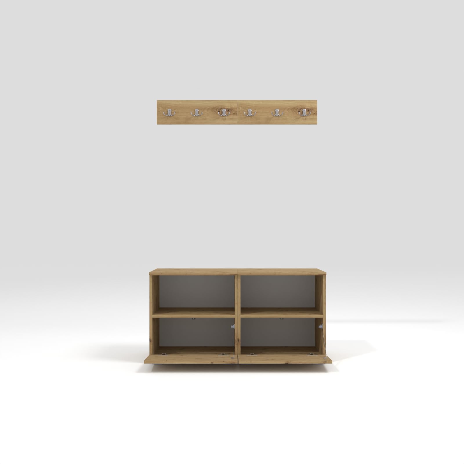 RAVIO Garderoben-Set NELA III Gepolstertes Paneel Wandpaneel 100cm Flurgarderobe Kompaktgarderobe Artisan Eiche Schwarz