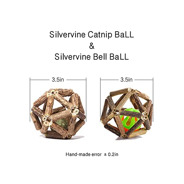 Gochanmon catnip toys-2pcs natural silvervine stick catnip ball&bell ball-cat toys for indoor cats- cleaning teeth molar tools matatabi cat chew toy-kitten toys - image 6