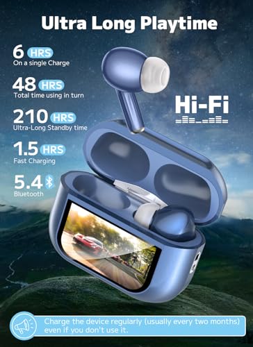 Image of Bucephalus Wireless Earbuds, Ear Buds Active Noise Cancelling with Smart Charging Case, Bluetooth 5.4 Headphones, 48H Playtime & Bass Stereo Sound, Compatible with iPhone, Android, Pad - Navy Blue