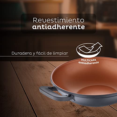 SAN-IGNACIO-Bronze-Wok-de-Cocina-de-32-cm-Antiadherente-Fabricado-con-Aluminio-Fundido-Con-Agarres-Soft-Touch-Sarten-Wok-Apta-para-Todo-Tipo-de-Cocinas